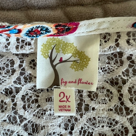 Fig and Flower Multicolor Floral Peasant Blouse Top Size 2x - Picture 4 of 5